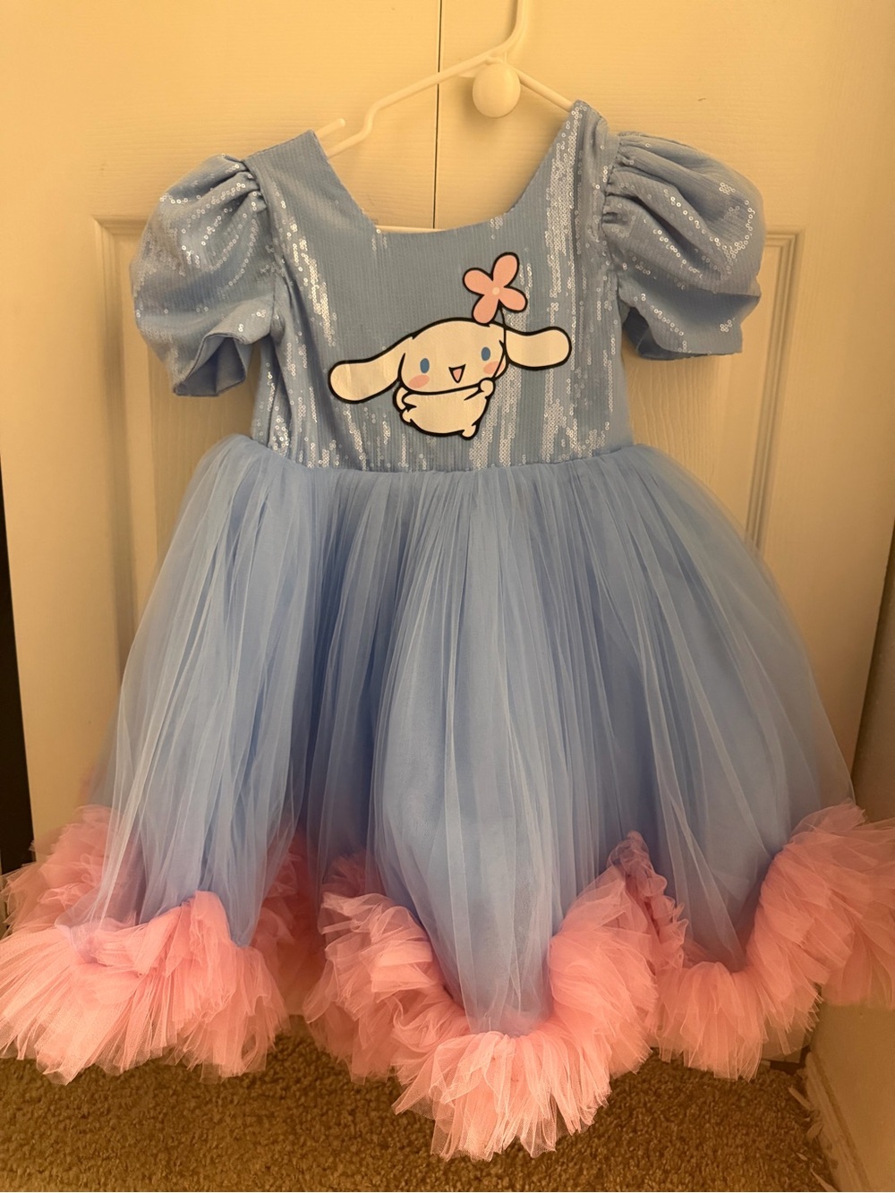 Blue & Pink Cinnamoroll-Inspired Tulle Costume Dress for Kids